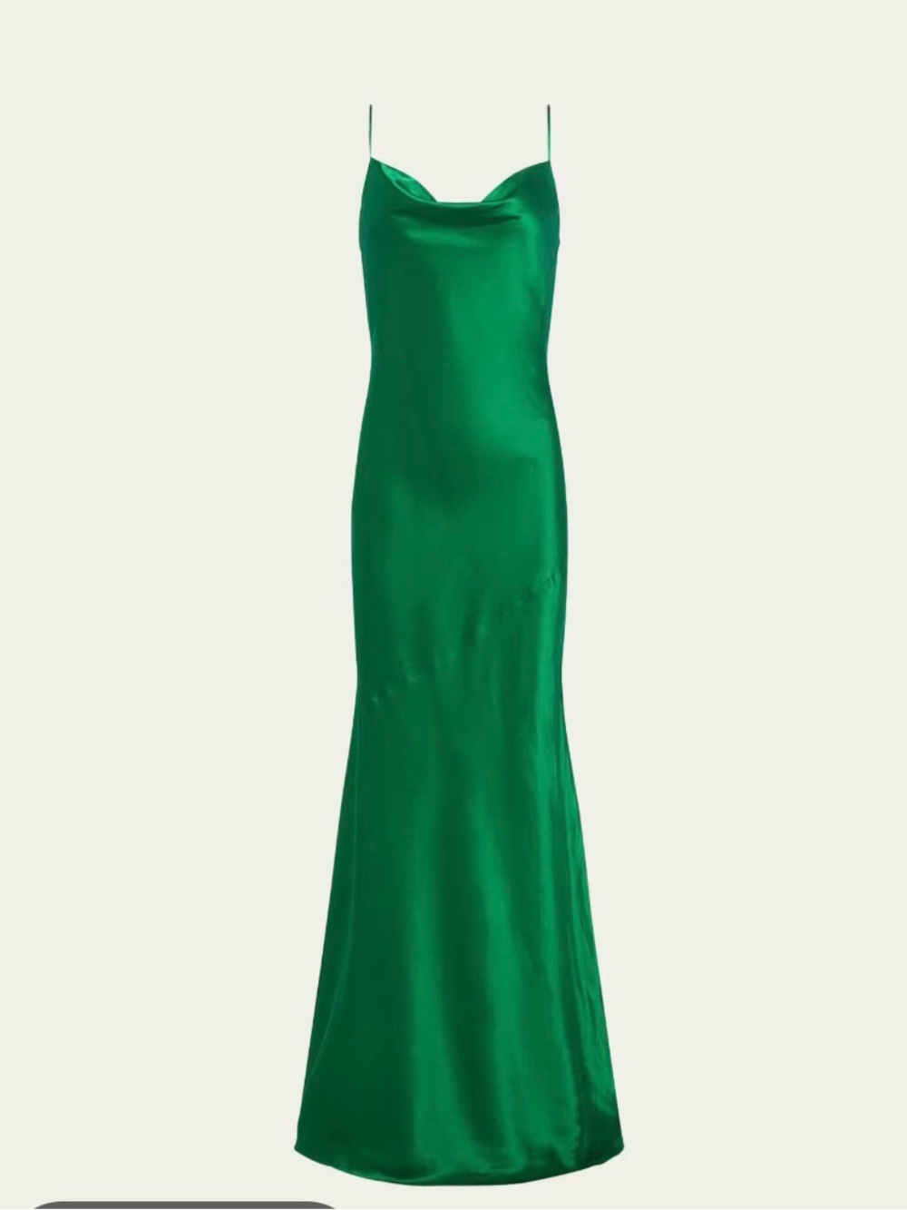 L’Agence Arianne Cowl Silk Maxi Slip Dress in Emerald Green